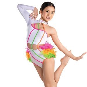 Revolution Tenth House dance costume white feathers solo FALSETTO TH24162 LC